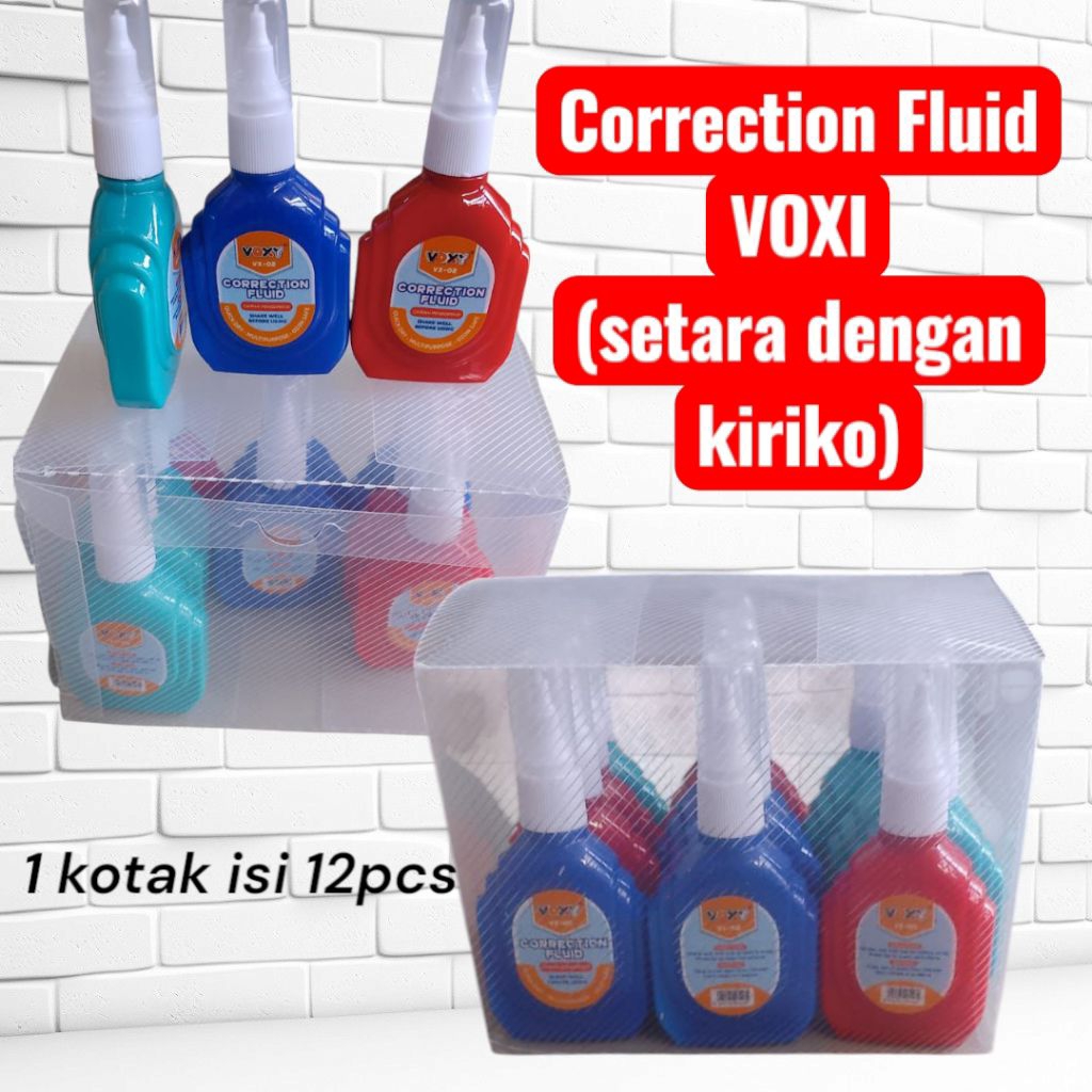 

1 kotak(12 pcs) correction fluid voxi setara dengan kiriko