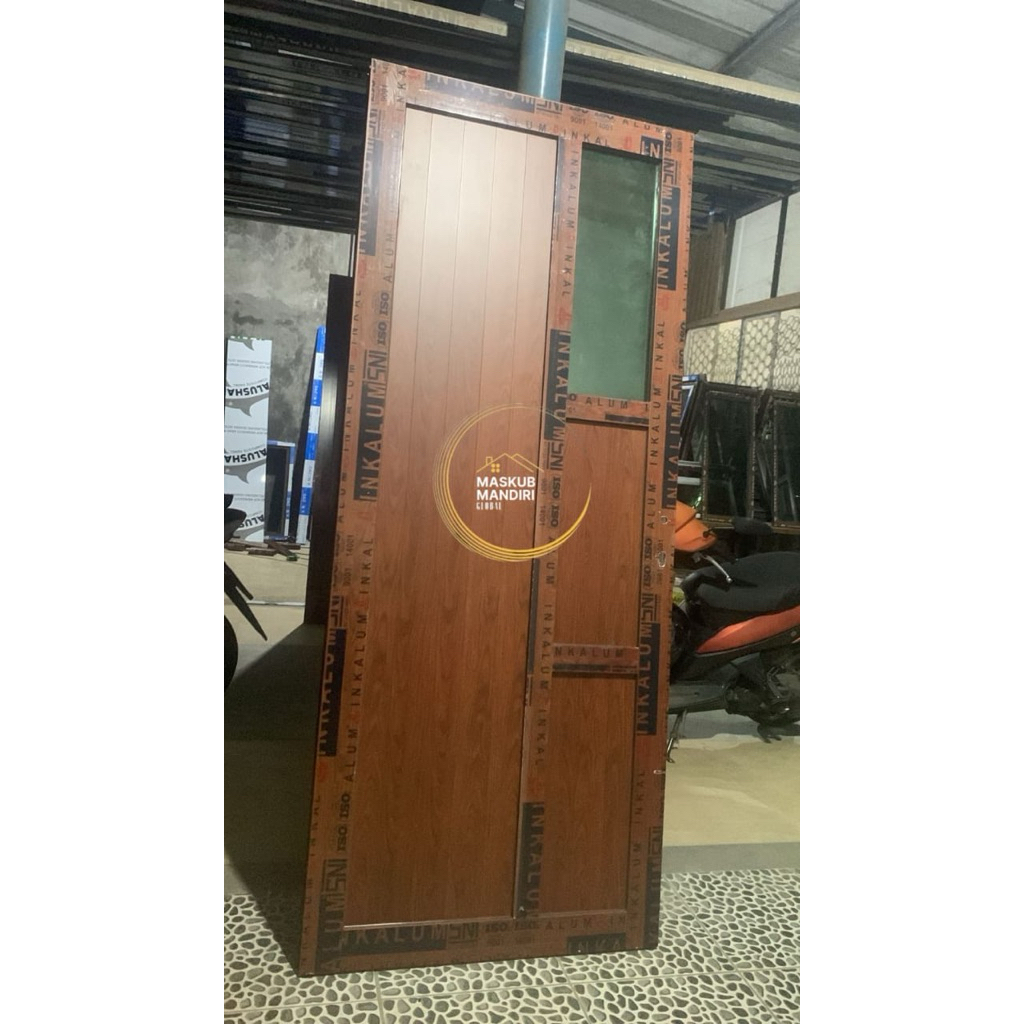 set pintu spanrel + kusen Alumunium 3in serat kayu UK T200xL80cm komplit