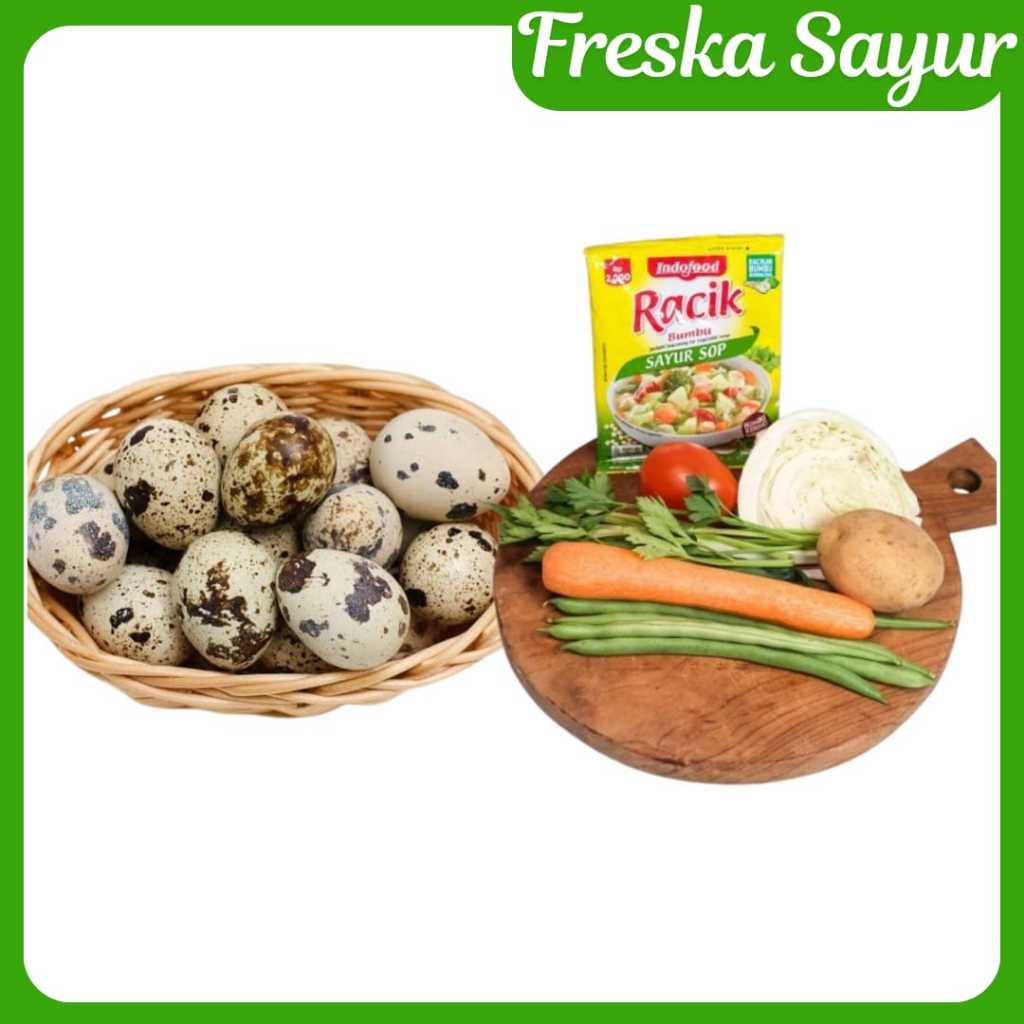 

Paket Masak Sop Telur Puyuh 250 gr + Sayur Sop Komplit