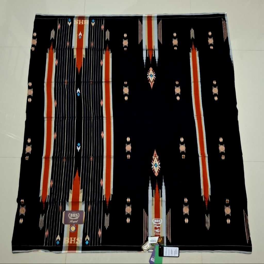 Sarung BHS Royal SGF Gold Hitam Maroon Premium Mercerized Songket Timbul Jahitan Tengah ATBM