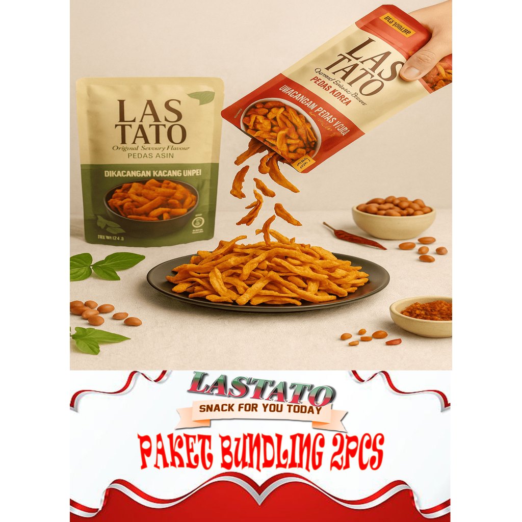 

Lebih hemat Beli 2 Lastato snack Keripik Kacang sembunyi rasa Pedas manis dan Gurih + saus 150g