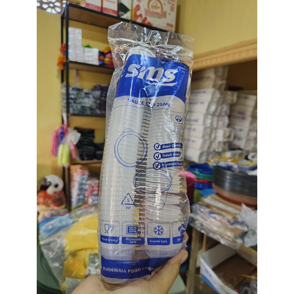 Cup Sambal Mika 25ml & 35ml Cup Saus Mika Kecil Tutup Rapat untuk Sambal, Saus, Dressing