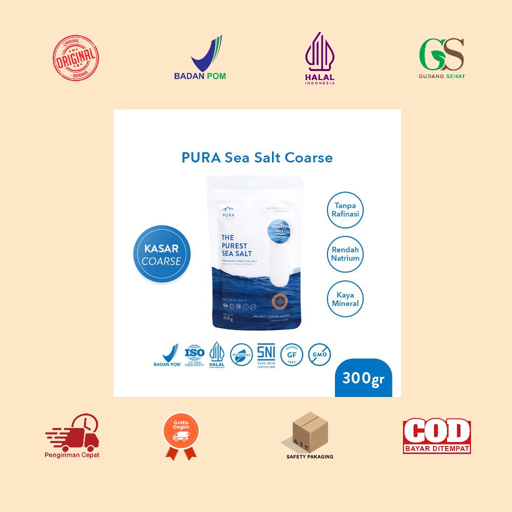 

Manado Pura Sea Salt Coarse 300 Gram - Garam Laut Kasar - Organik - Natural - Rendah Natrium