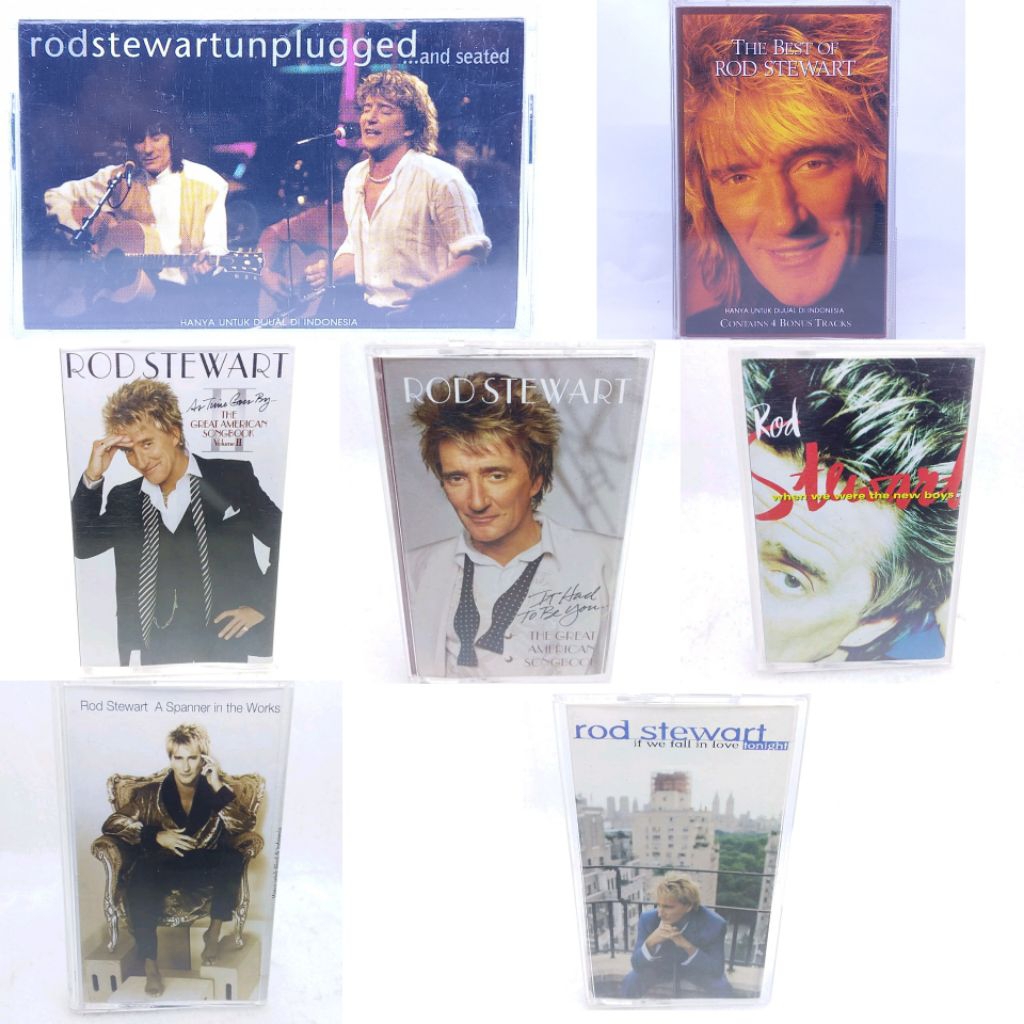 Kaset pita ROD STEWART - the best of - unplugged and seated - a spanner in the works - if we fall in