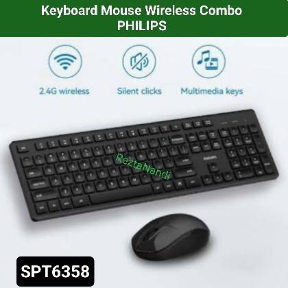 Keyboard Mouse Wireless PHILIPS SPT 6358 Silent Set Combo Philips SPT 6358