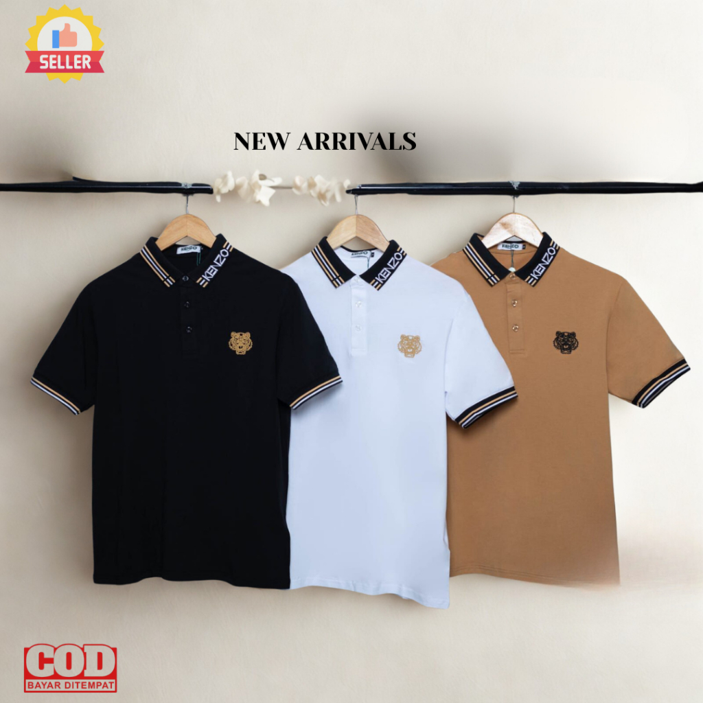 Kaos Polo Pria Bordir Harimau Kerah Motif Premium Best Seller Baju Cowok Keren Lengan Pendek Casual 