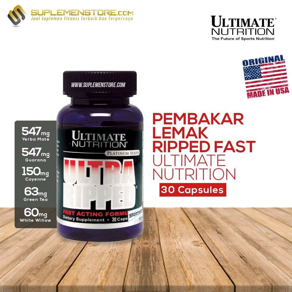 ULTRA RIPPED Suplemen Pembakar Lemak Pembentuk Otot Tubuh Asli Original Isi 30 Capsul