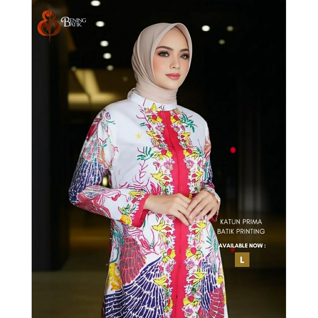 Gamis Batik Merah Putih Kombinasi