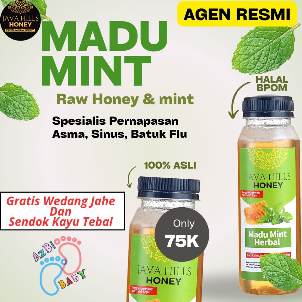 

(BISA COD) MADU Mint HERBAL Javahills honey 320gram untuk asma legakan Tenggorokan asli PREMIUM ALAMI