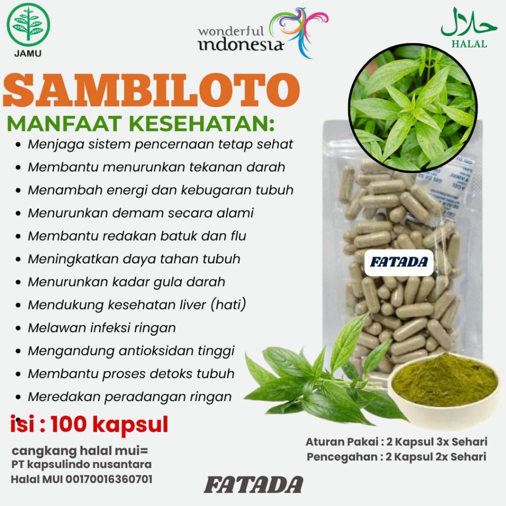 KAPSUL SAMBILOTO.SAMBILOTO KAPSUL ISI 100 KAPSUL