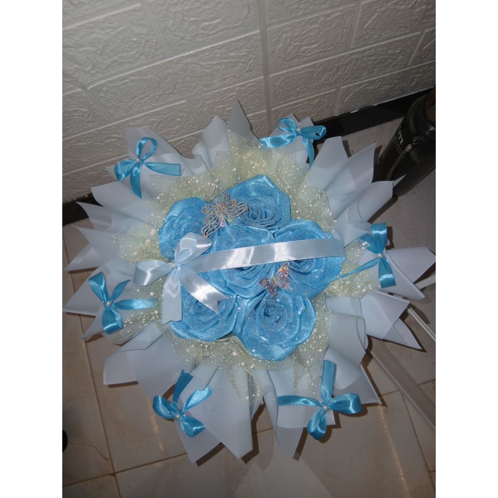 

buket pita satin cantik/ buket pita satin 6 tangkai /buket pita satin premium /buket bunga satin