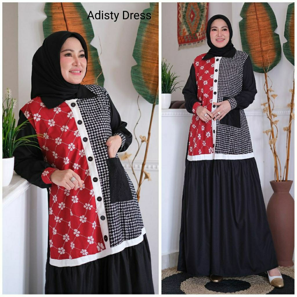 ADISTY DRESS GAMIS BATIK KATUN PREMIUM ORIGINAL U2C KHANZALIA