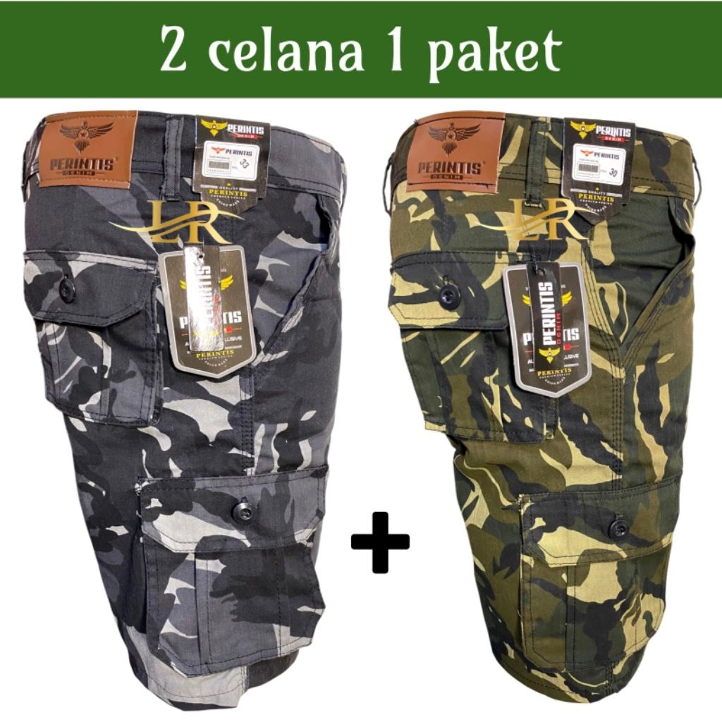 celana cargo loreng pendek dewasa pria dewasa