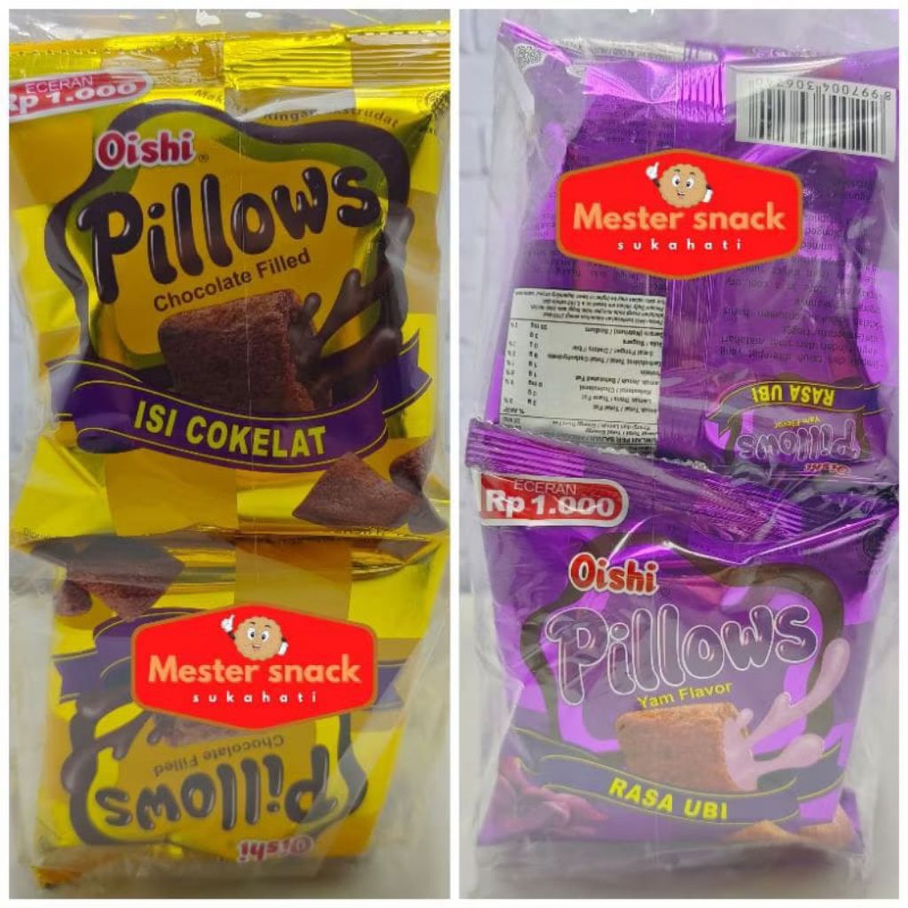

oishi pillows 1000 an 1 bal isi 6 pak @20 pcs