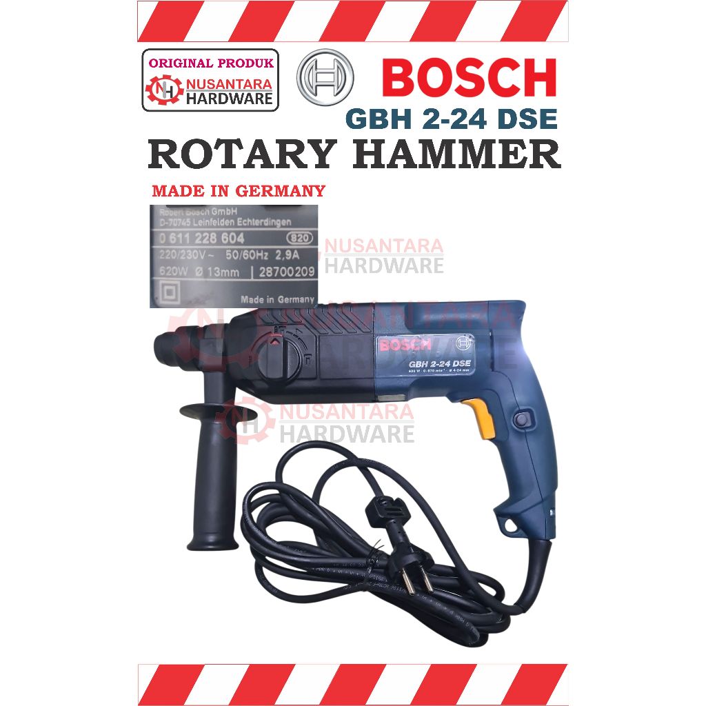 rotary hammer bosch gbh 2-24 dse made in germany, mesin bor beton bosch made in germany original, bo