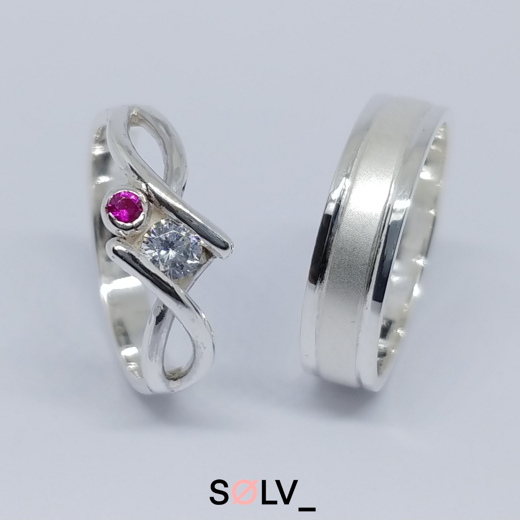 Cincin kawin perak 925 lapis emas, cincin couple, cincin nikah model (CK 22)