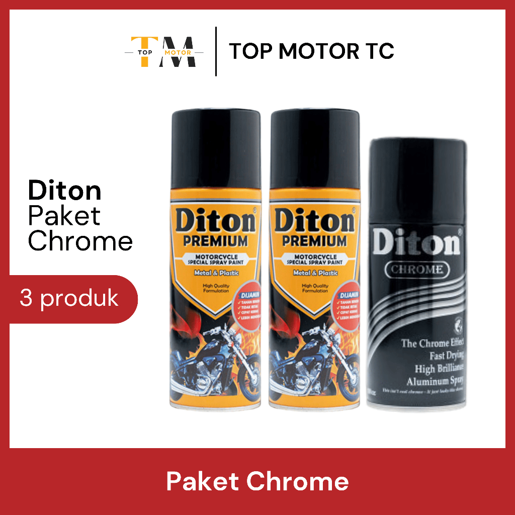 [PAKET] Cat Semprot Diton Chrome Krom (Epoxy + Hitam + Chrome)