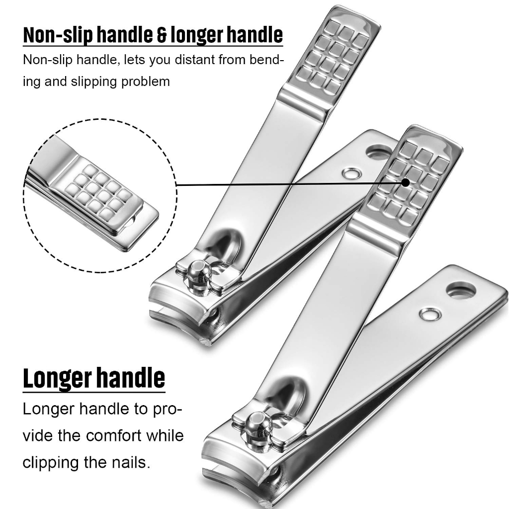 Gunting Kuku Kaki Tangan Stainless Steel Besar Silver Hitam Black Manicure Tajam Medium Large Jumbo Besar