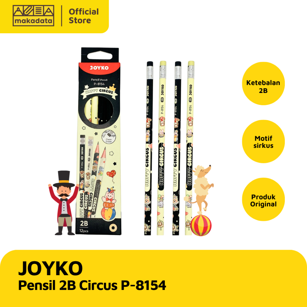 

PENSIL / PENCIL JOYKO 2B HAPPY CIRCUS P-8154 (1 PACK) MURAH