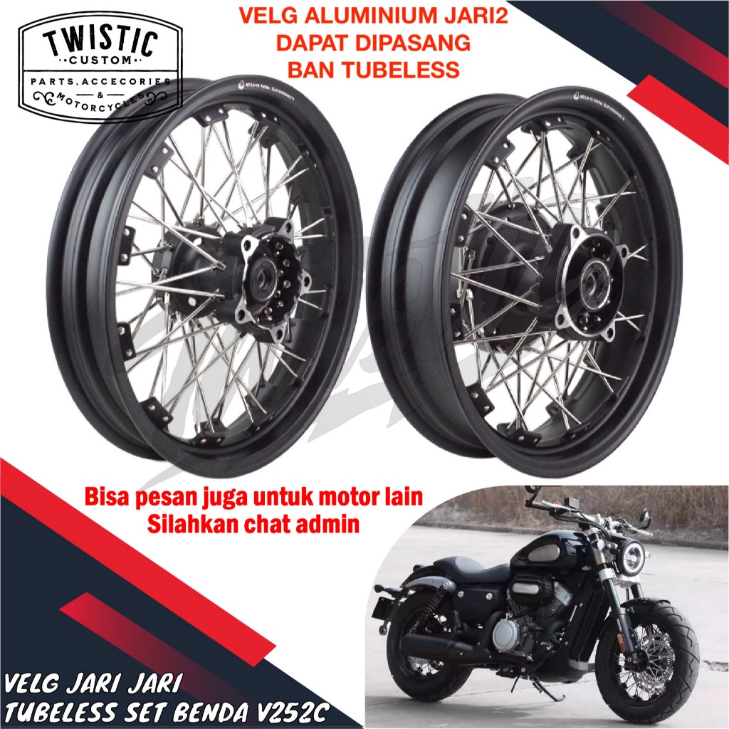 Velg Jari Jari Tubeless Set Tromol Jari Jari Depan Belakang PnP Motor Keeway Benda V252C V252 V 252 