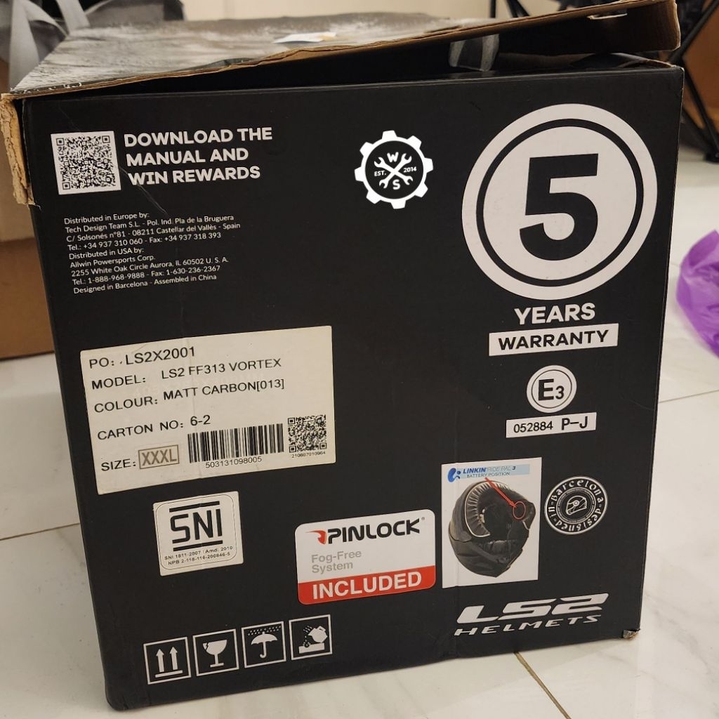 Helm Modular LS2 Vortex FF313 Matt Carbon