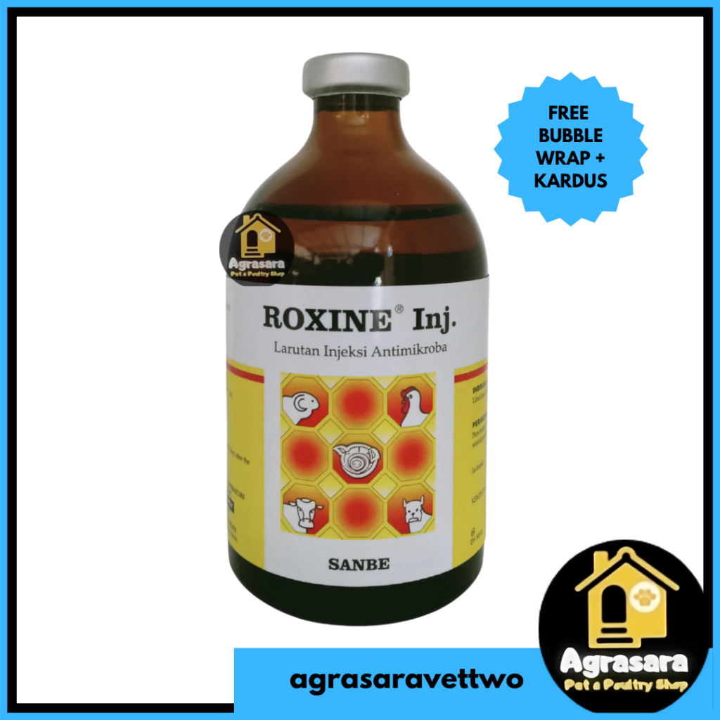 ROXINE 50 ml Injeksi - Obat Infeksi Pernapasan untuk Hewan Ternak