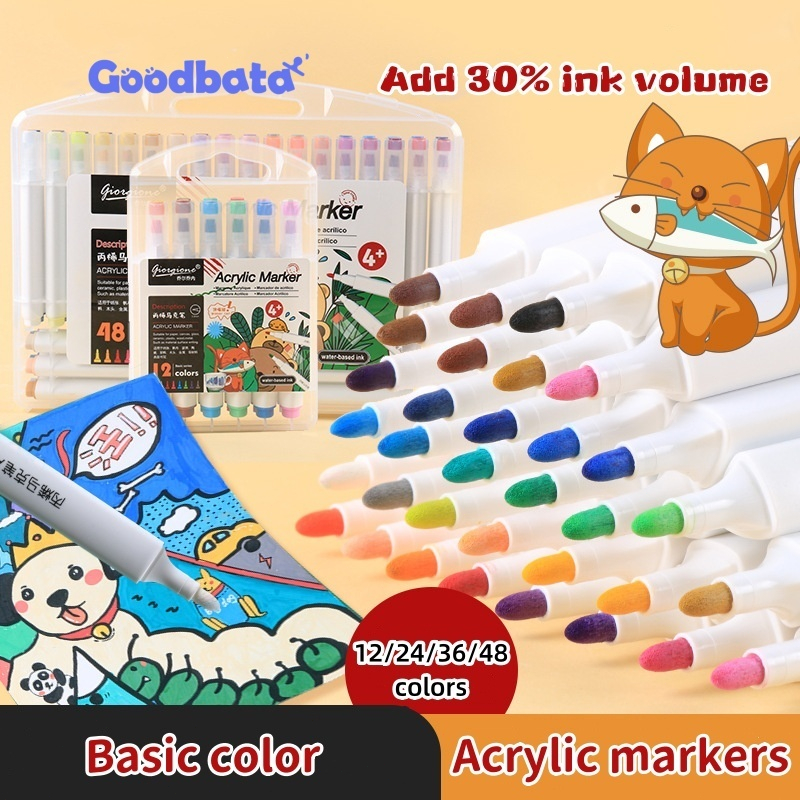

Goodbata Acrylic Markers Set Spidol 12/24/36/48 Warnas Pen Akrilik Marker Warna Cepat Kering Tahan Air / Spidol Acrylic Painter / Menggambar Kreativitas Seni Edukasi Anak