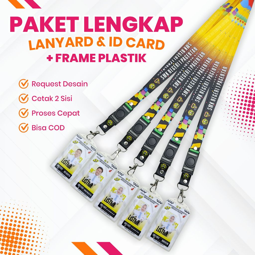 

[PAKET LENGKAP] CUSTOM TALI LANYARD / ID CARD / FRAME PLASTIK 2 SISI