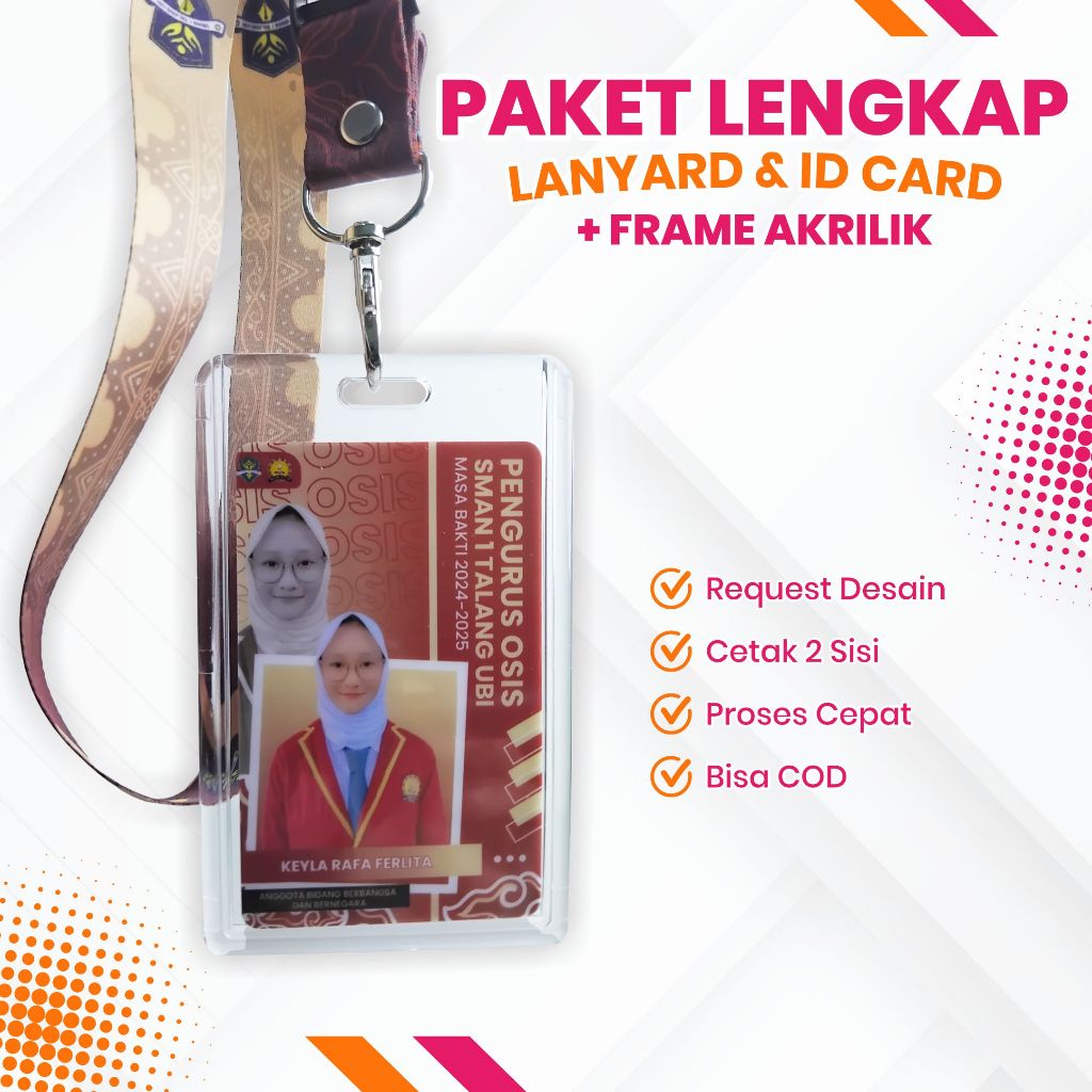 

[PAKET LENGKAP] CUSTOM TALI LANYARD / ID CARD / FRAME AKRILIK 2 SISI