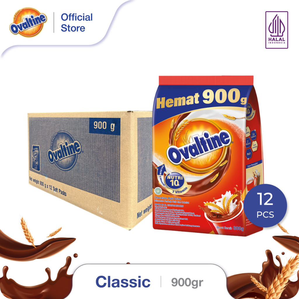 

[Karton] Ovaltine Classic Susu Bubuk Coklat 900g - 12pcs