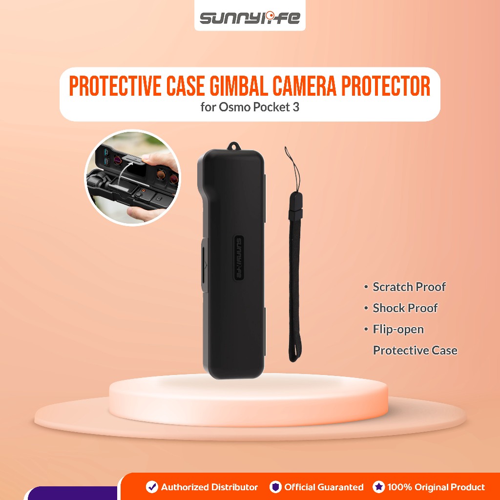 SUNNYLIFE Protective Hard Case With Lanyard For DJI OSMO POCKET 3 Black Hitam Camera Protector Stora