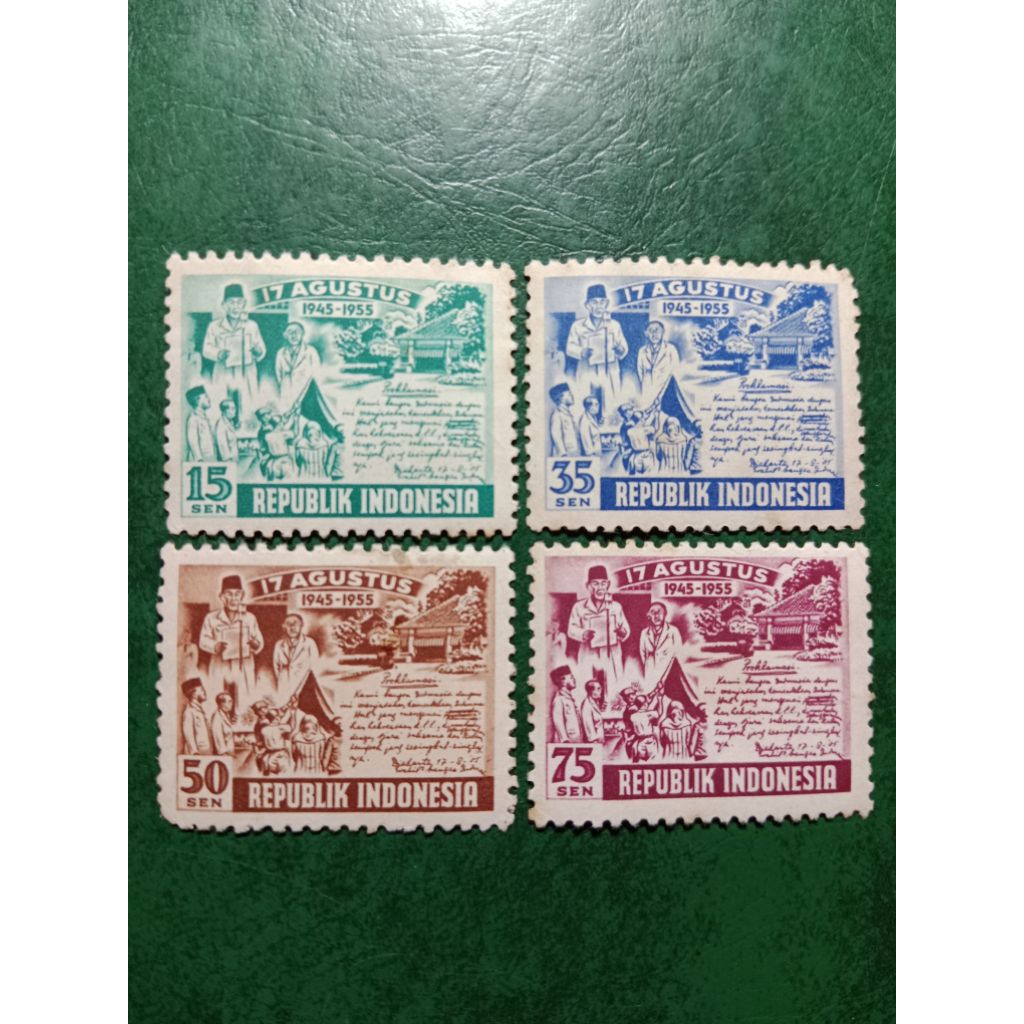 

Prangko Indonesia 4 Pcs 10 Tahun Merdeka Tahun 1955 UN USED
