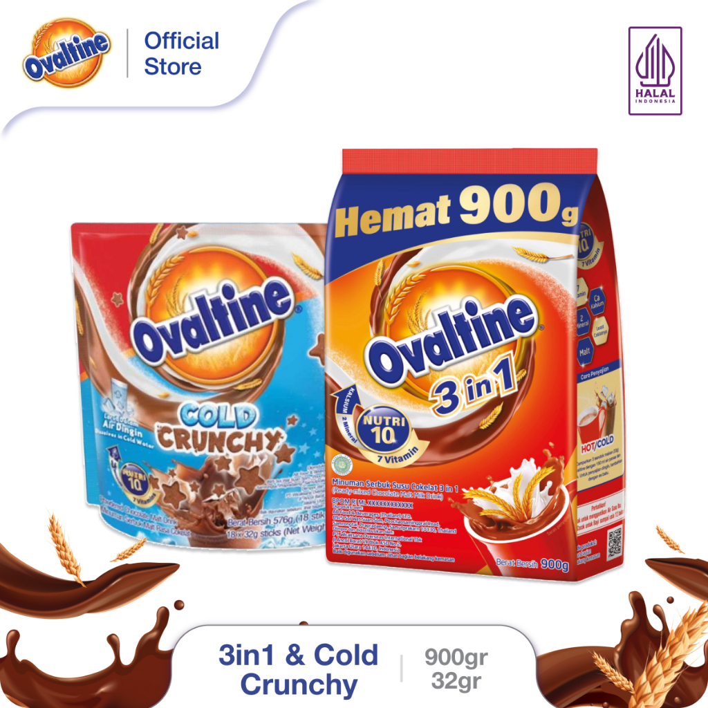 

OVALTINE Paket Bundle 3in1 900g dan Cold Crunchy 32gx18s