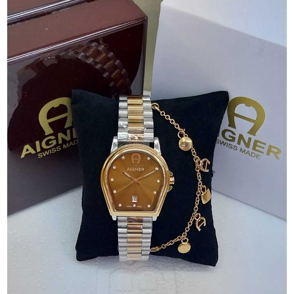 Jam Tangan Sultan Wanita Aigner ALB Kwalitas Super Premium 1:1 Original Box Kayu Jam Tangan Cewek