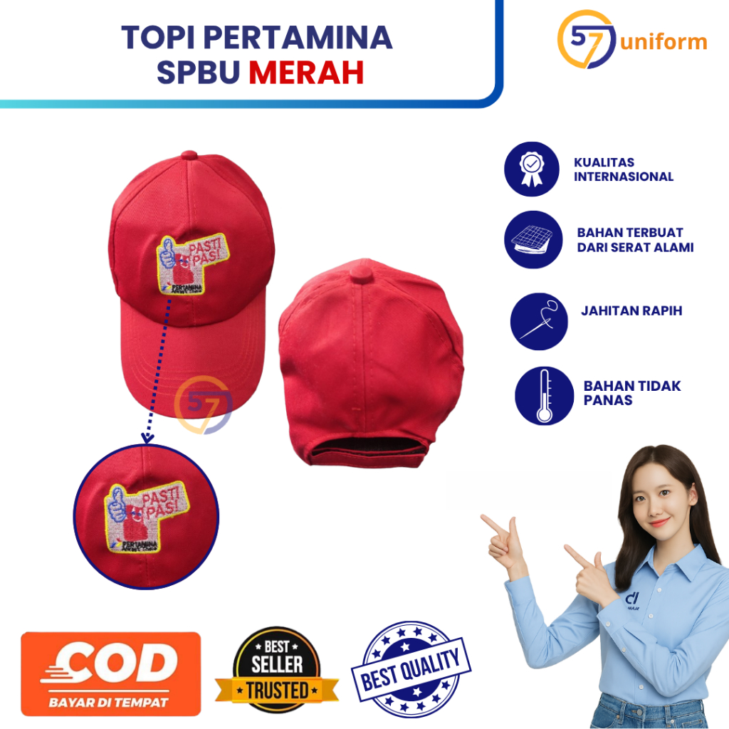 TOPI MERAH PERTAMINA || TOPI SPBU || TOPI MEKANIK PERAMINA SPBU