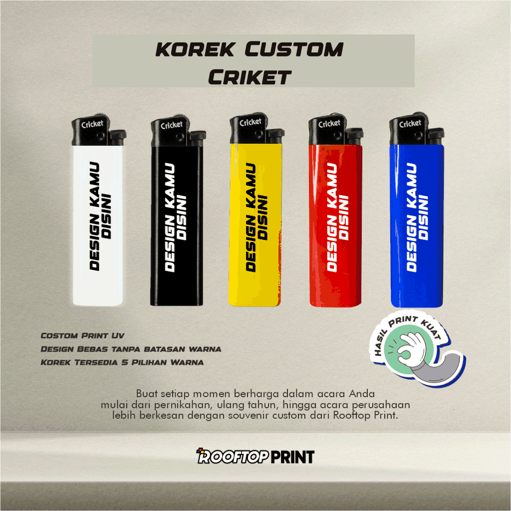 Korek api Custom | Korek api cricket Original  | Souvenir Cricket Murah | Print UV