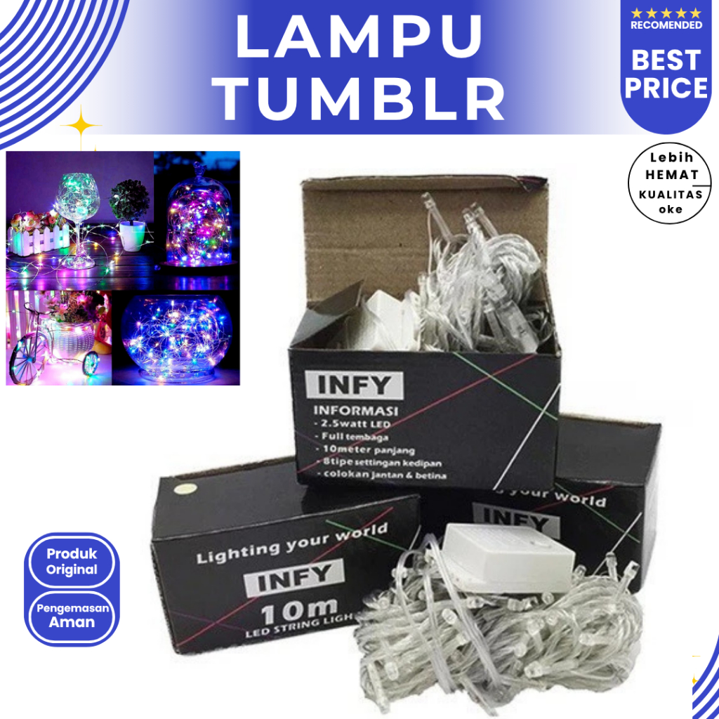 LAMPU TUMBLER KELAP KELIP LED 10 METER RAINBOW