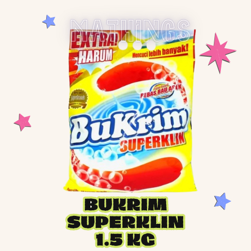 DETERGEN BUBUK - BuKrim SuperKlin Powder Kemasan 1500 Gr / Bukrim SuperKlin
