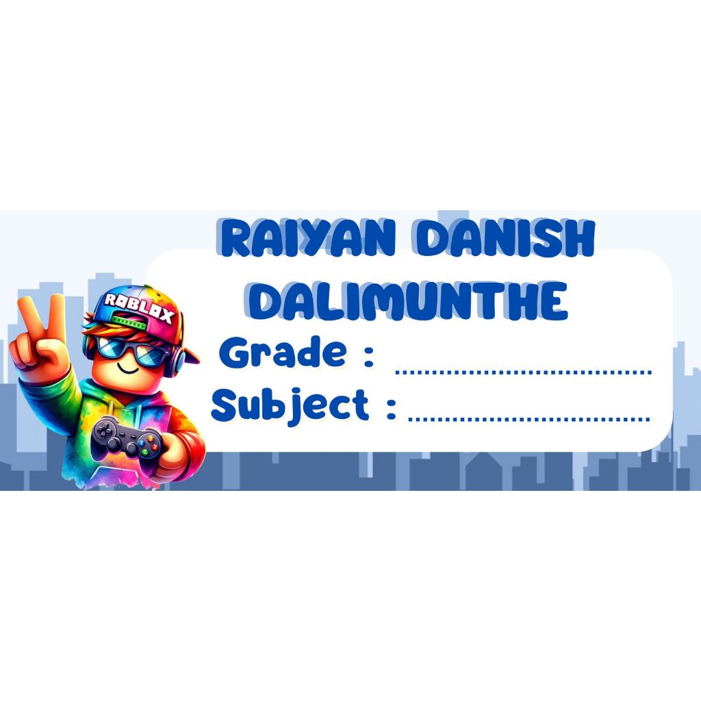 

(made by request) Sticker Label Nama Buku Custom Anak Lucu Waterproof 12pcs/set