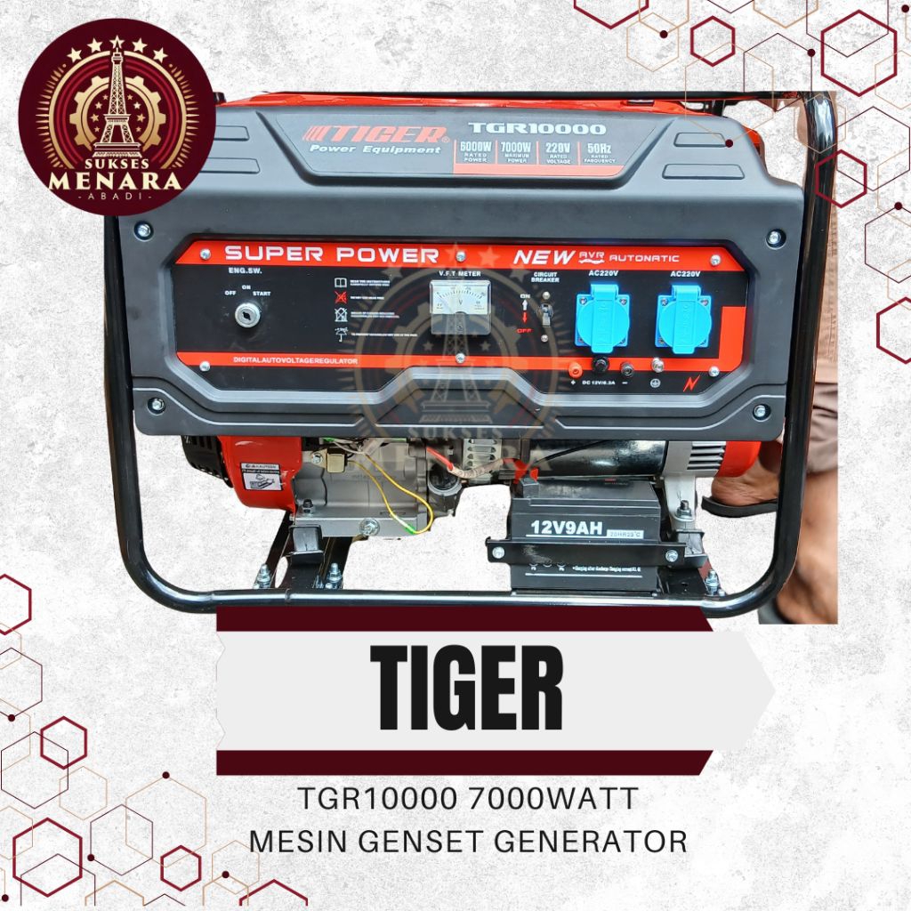 Tiger TGR 10000 Mesin Genset 6000 Watt 4 Tak Starter Generator