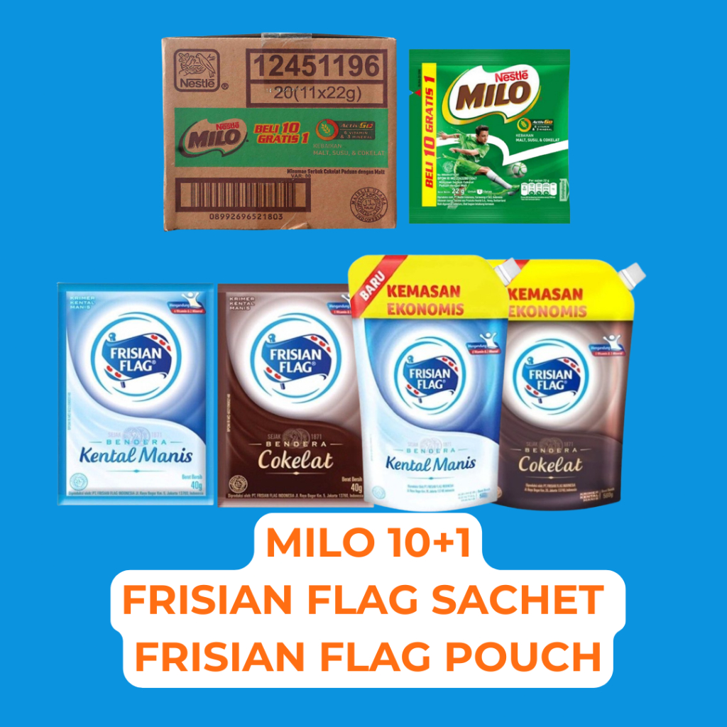 

MILO 10+1 FRISIAN FLAG SACHET POUCH 1 DUS MURAH