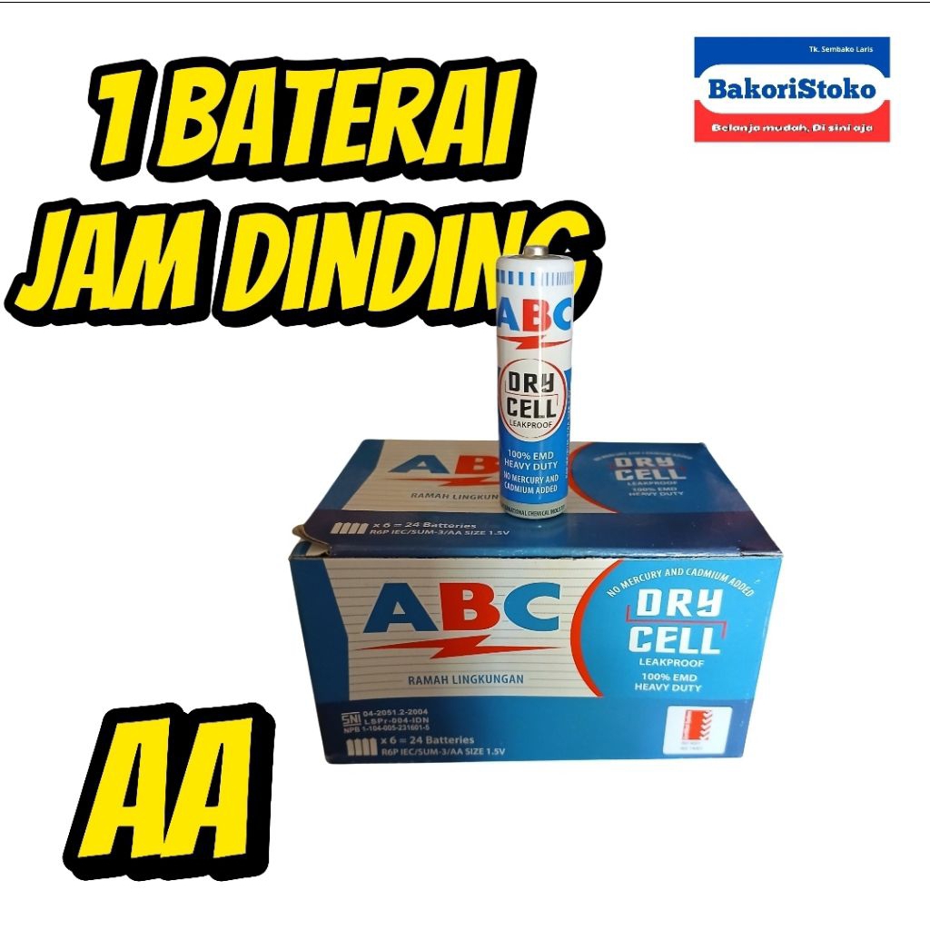 Baterai ABC Jam dinding 1 pcs (1Baterai) / Baterai ABC Untuk Jam Dinding 1pcs