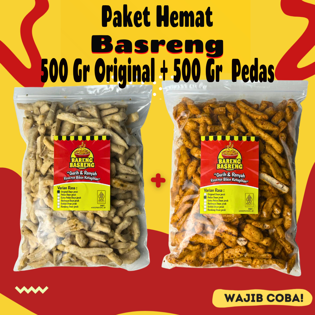 

(Buy 1 get 1) Beli 1 Gratis 1 Basreng Original 500 Gr + Basreng Pedas 500 Gr