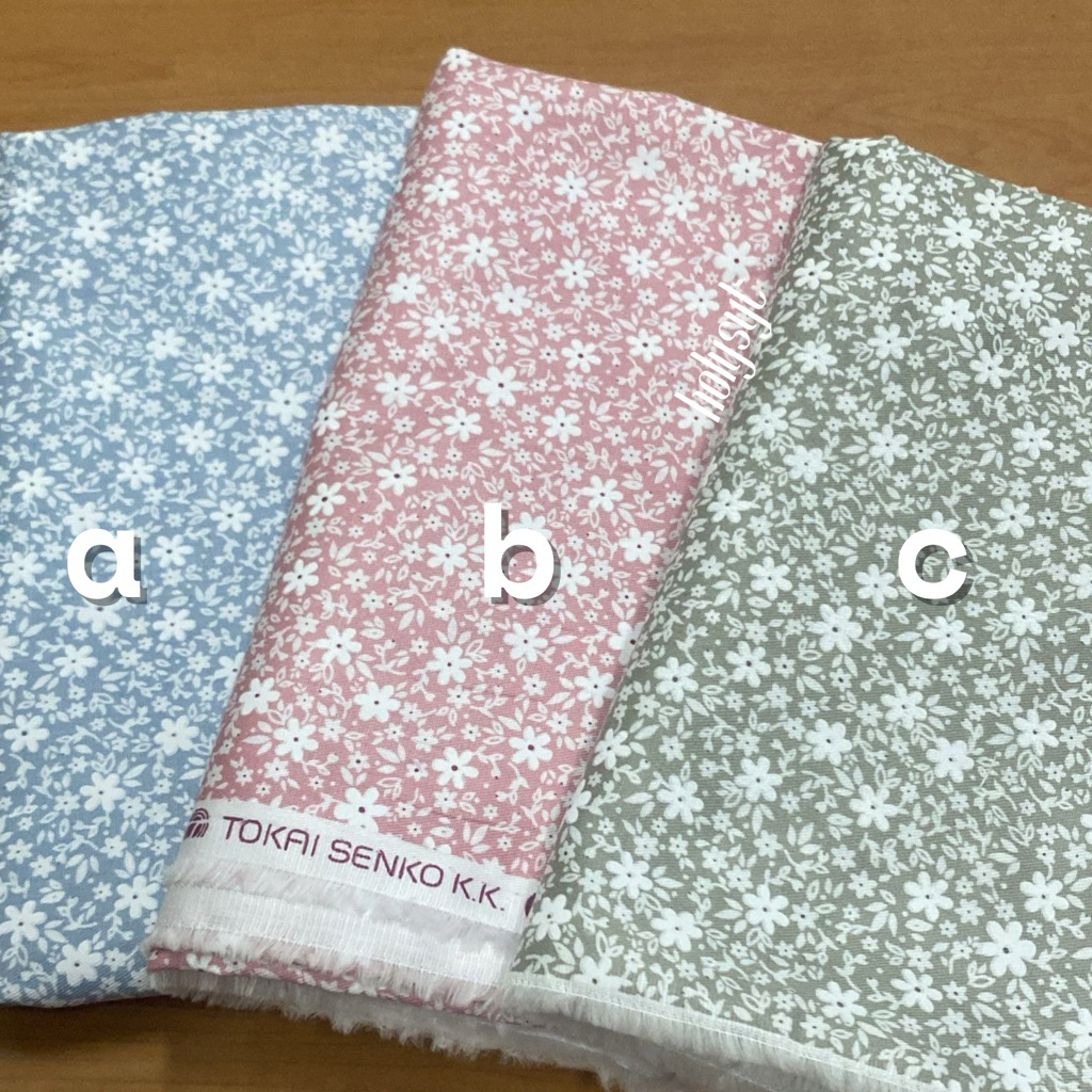 KAIN KATUN JEPANG JAPAN DESIGN TOKAI SENKO MOTIF BUNGA KECIL PENUH