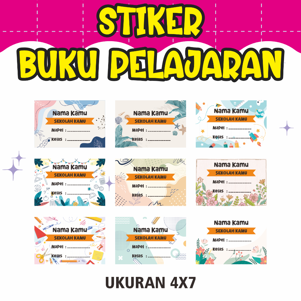 

Stiker Mapel Buku Sekolah Custom Teks , Sticker Label Nama Anak