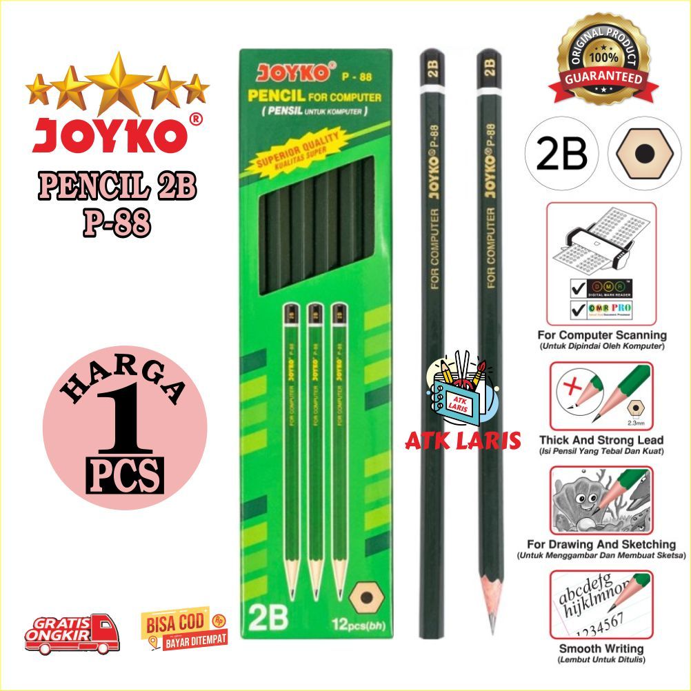 

PENSIL 2B JOYKO P-88 2B PENCIL 2B PENCIL JOYKO 2B HARGA UNTUK 1 PCS PENSIL 2B JOYKO