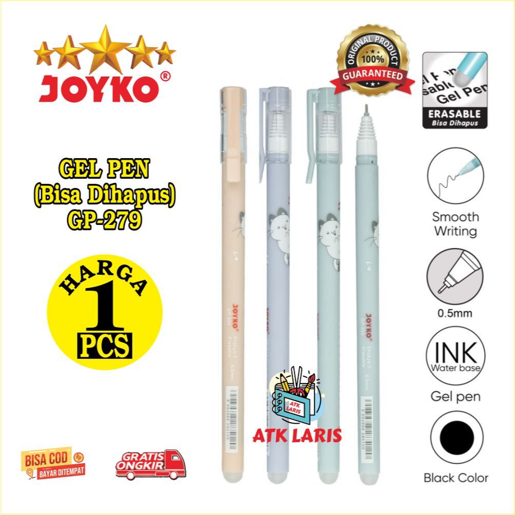 

GEL PEN JOYKO PENA GEL BISA DIHAPUS Pena Bisa di Hapus - Erasable Gel Pen GP 334 HARGA 1 PCS