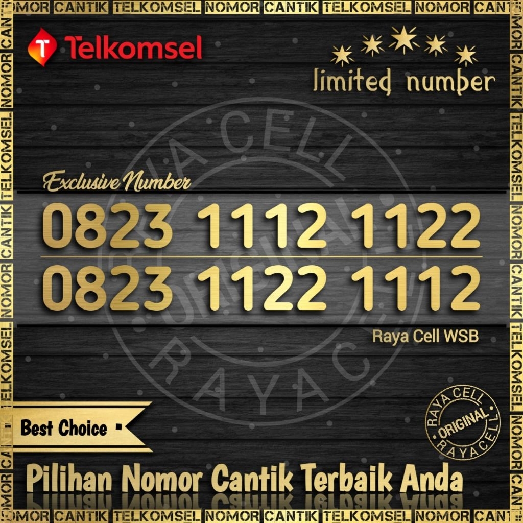 Nomor Cantik Simpati Super Minimalis Sepasang 1122 1112 / 1112 1122