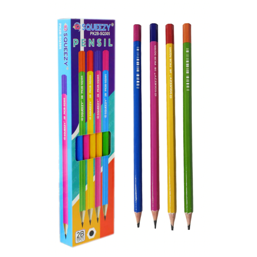 

Pensil Kayu 2B Squeezy SQ-305 (12 pcs) - Pensil Kayu untuk Ujian Komputer, Menggambar dan Sketsa