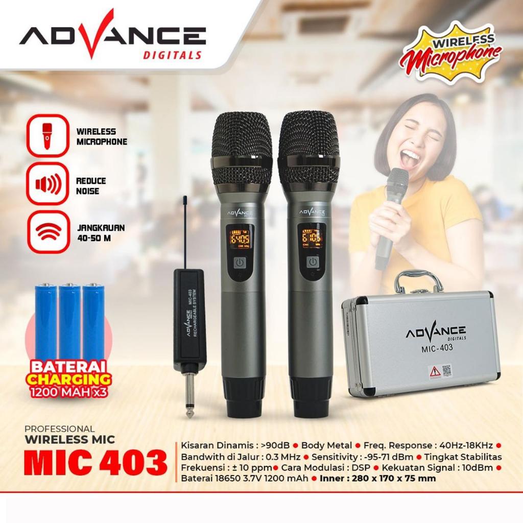 Microphone wireless Advance MIC 403 mic tanpa kabel koper almunium